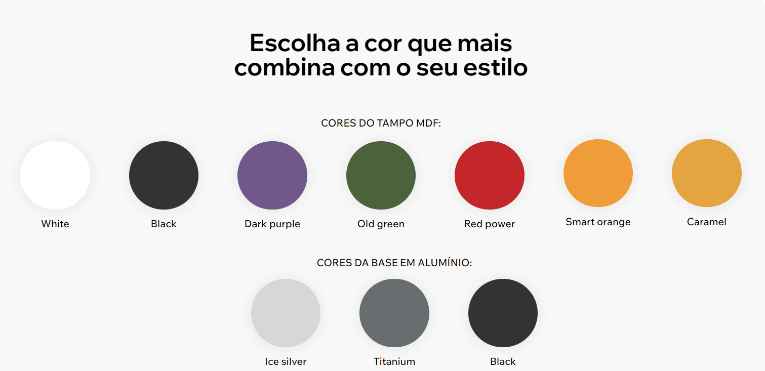 Cores Smarttable pro no Klips - Mobiliário Corporativo