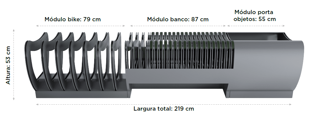 Bike Station dimensoes no Klips - Mobiliário Corporativo