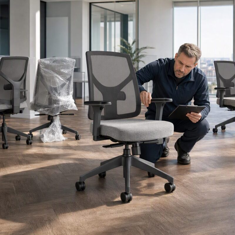 recebimento de mobiliario em Recebimento de mobiliário: o que conferir antes de assinar o canhoto Entrega de mobiliário corporativo sendo conferida em escritório